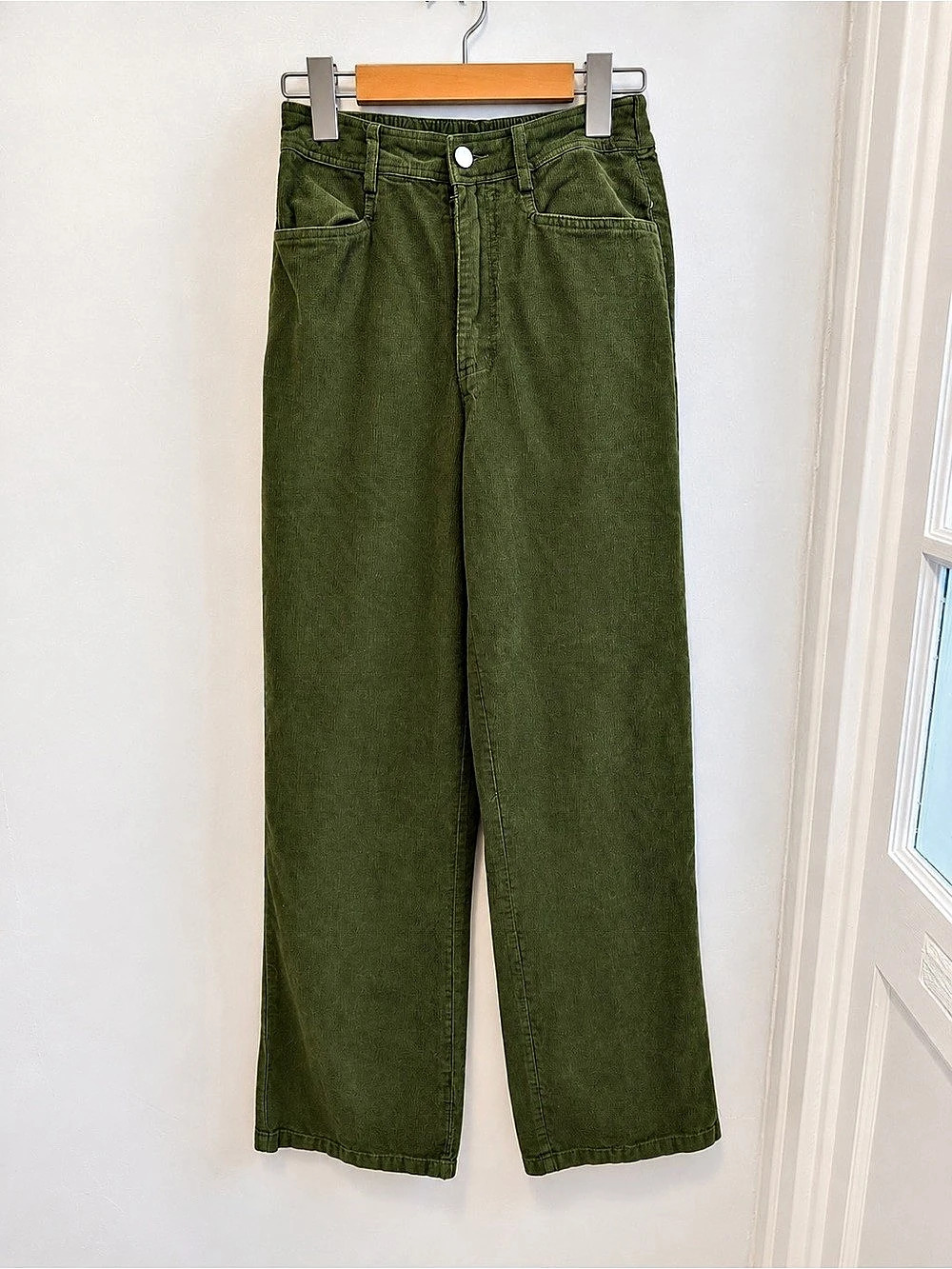 WeWoreWhat Wide Leg Corduroy Pants Green XS